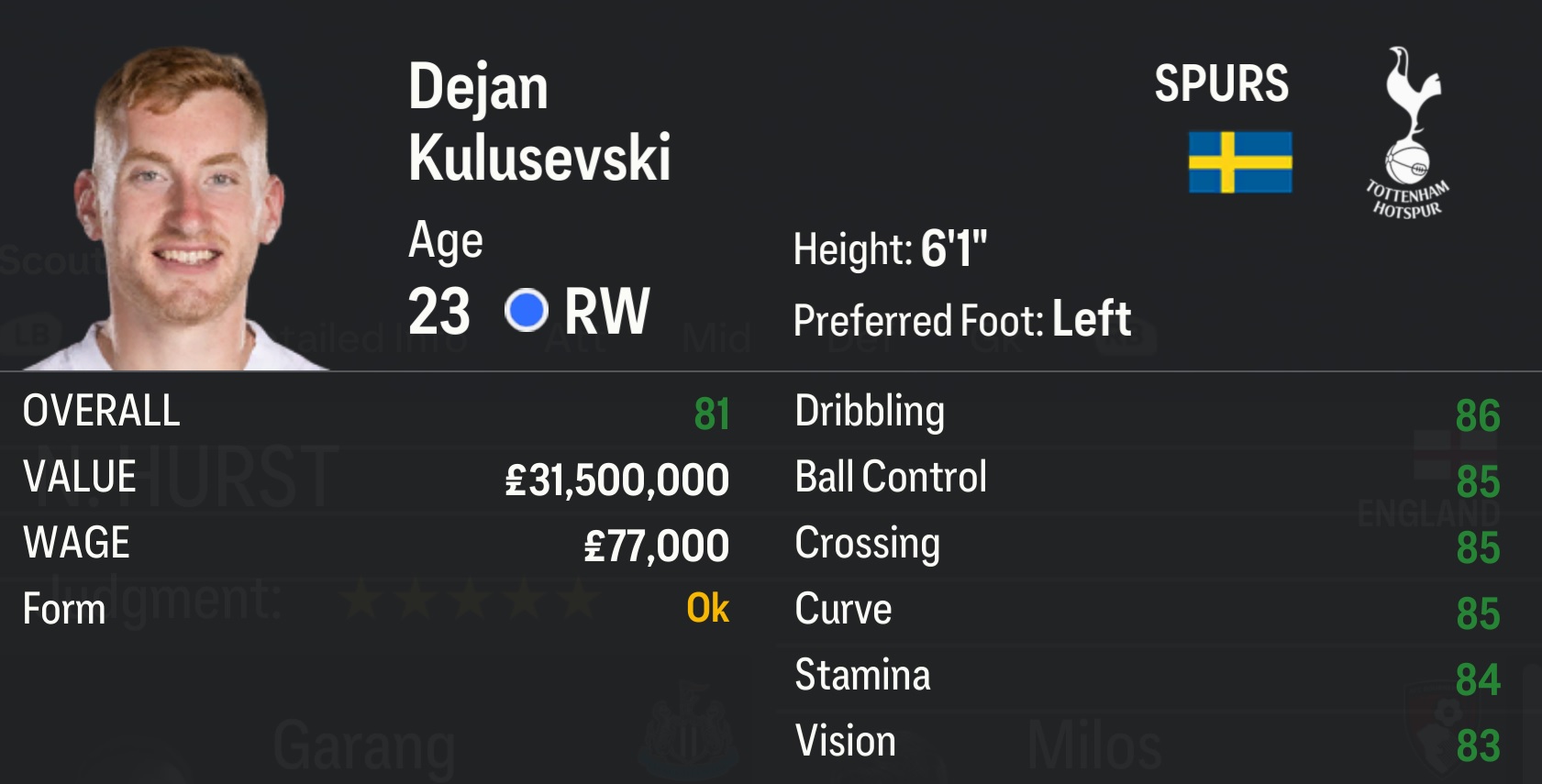 EA FC 24 Dejan Kulusevski 스크린샷