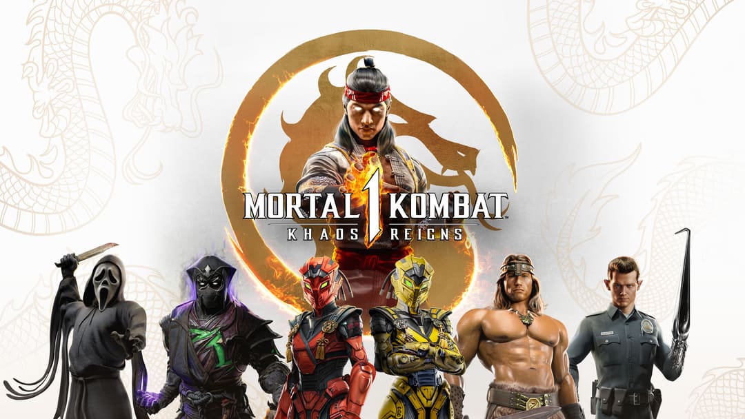 Mortal Kombat의 핵심 예술 1 7 명의 전투기가 시청자를 향한 전투기를 보여줍니다.