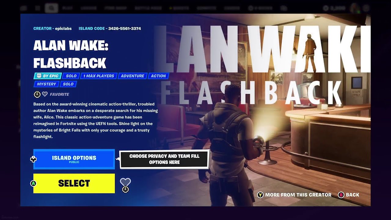 Alan Wake: Flashback Fortnite Experience Full Playthrough
