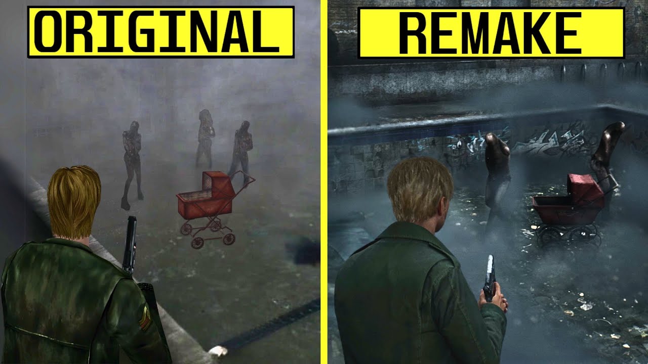 Silent Hill 2 (TPP Camera / HD Textures / 60 FPS Patch) Original vs Remake Early Graphics Comparison