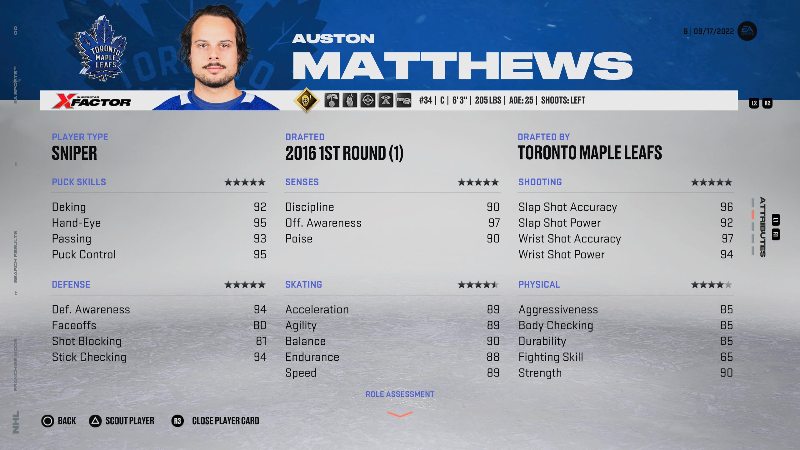 Auston Matthews - NHL 23 최고의 센터 중 하나입니다.