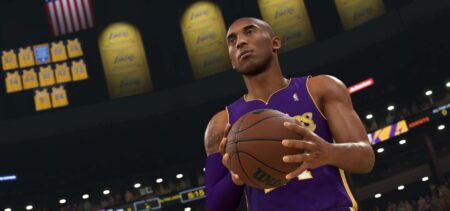 Screenshot showing the central character of NBA 2k24 gaming title