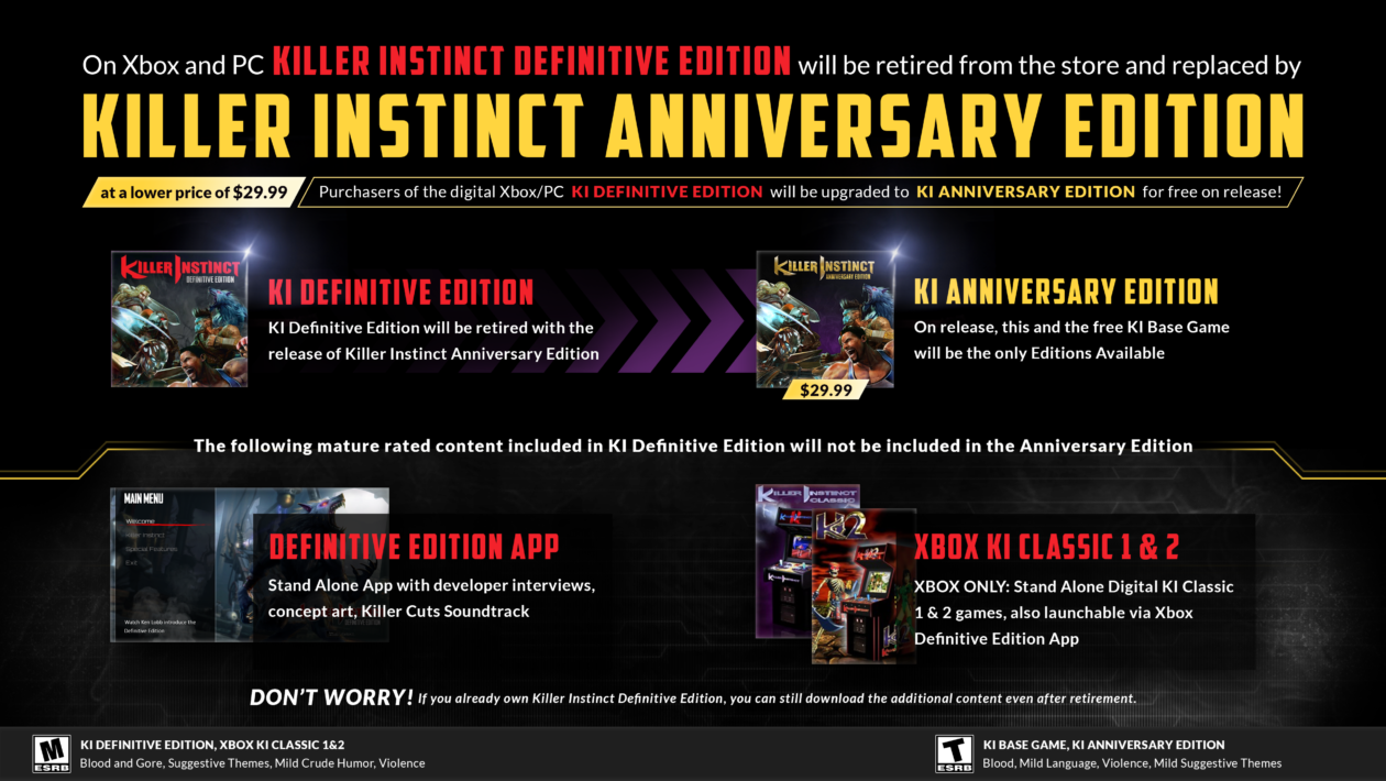 Killer Instinct, Microsoft Studios, Killer Instinct가 10주년을 기념하고 새로운 무료 플레이 버전을 얻습니다.