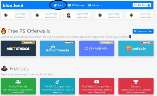 무료 Robux 획득 사이트 Bloxland