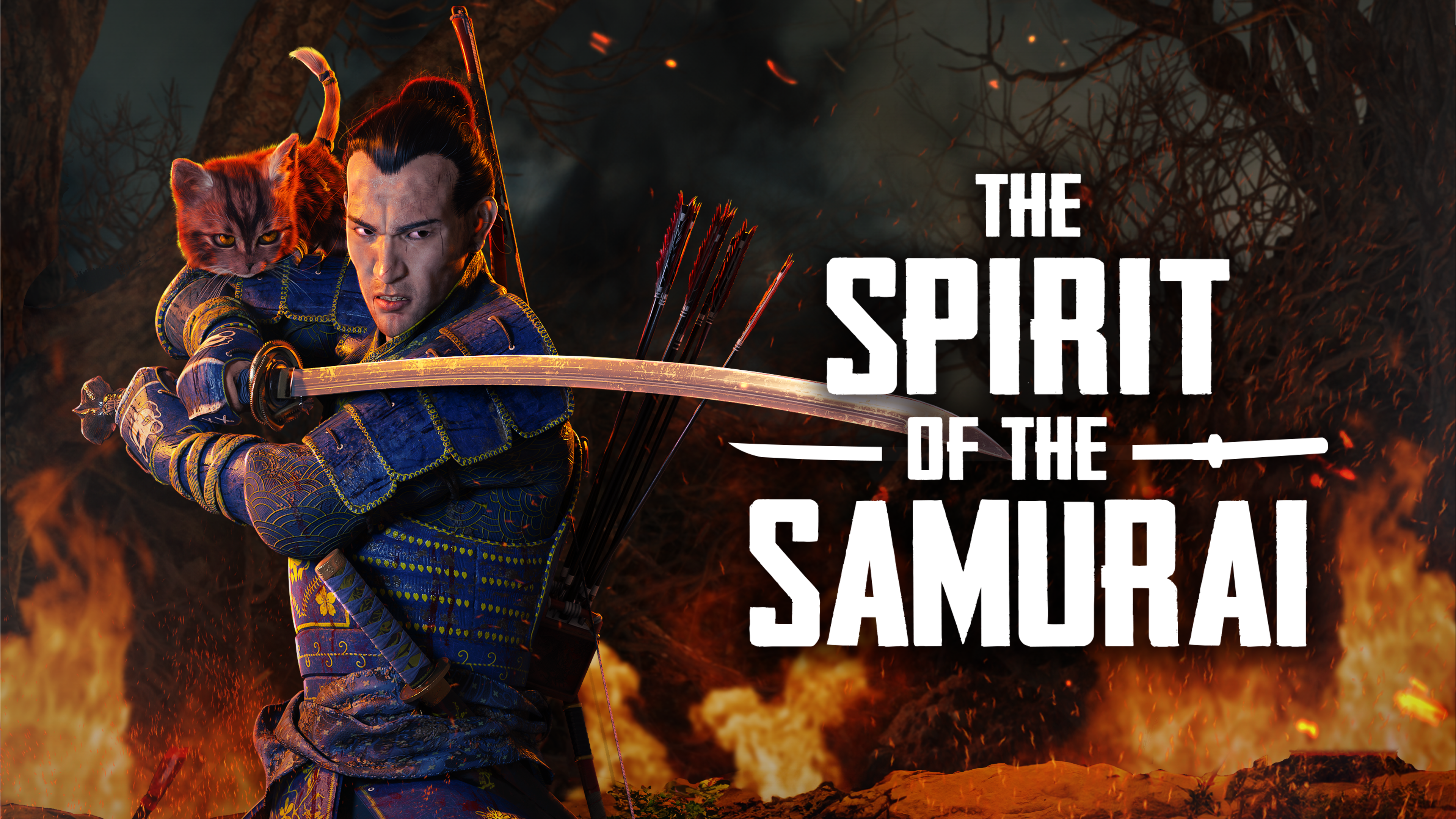 비디오 게임 사무라이의 정신(The Spirit of the Samurai)의 주요 아트에는 사무라이가 카타나를 휘두르고 어깨에 고양이를 올려놓은 모습이 나와 있습니다.