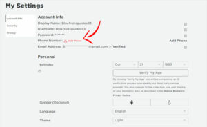전화 번호 Roblox 계정을 추가하십시오