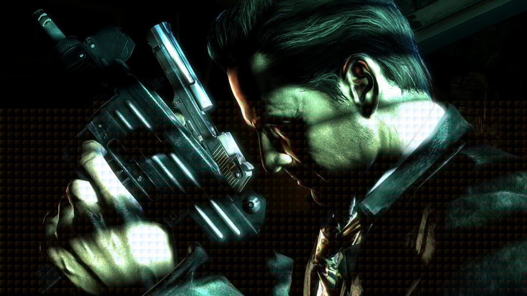 Max Payne 3 게임의 스크린 샷 Max가 뿌려진 조명에 총 2 개의 총을 휘두르기